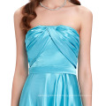 Kate Kasin Strapless Floor Length Silk-Like Sky Blue High Low Ball Gown Evening Prom Dress KK000112-1